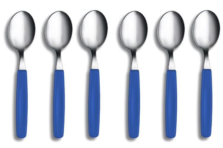 Set de 6 cuillères de table victorinox swiss classic en acier manche bleu