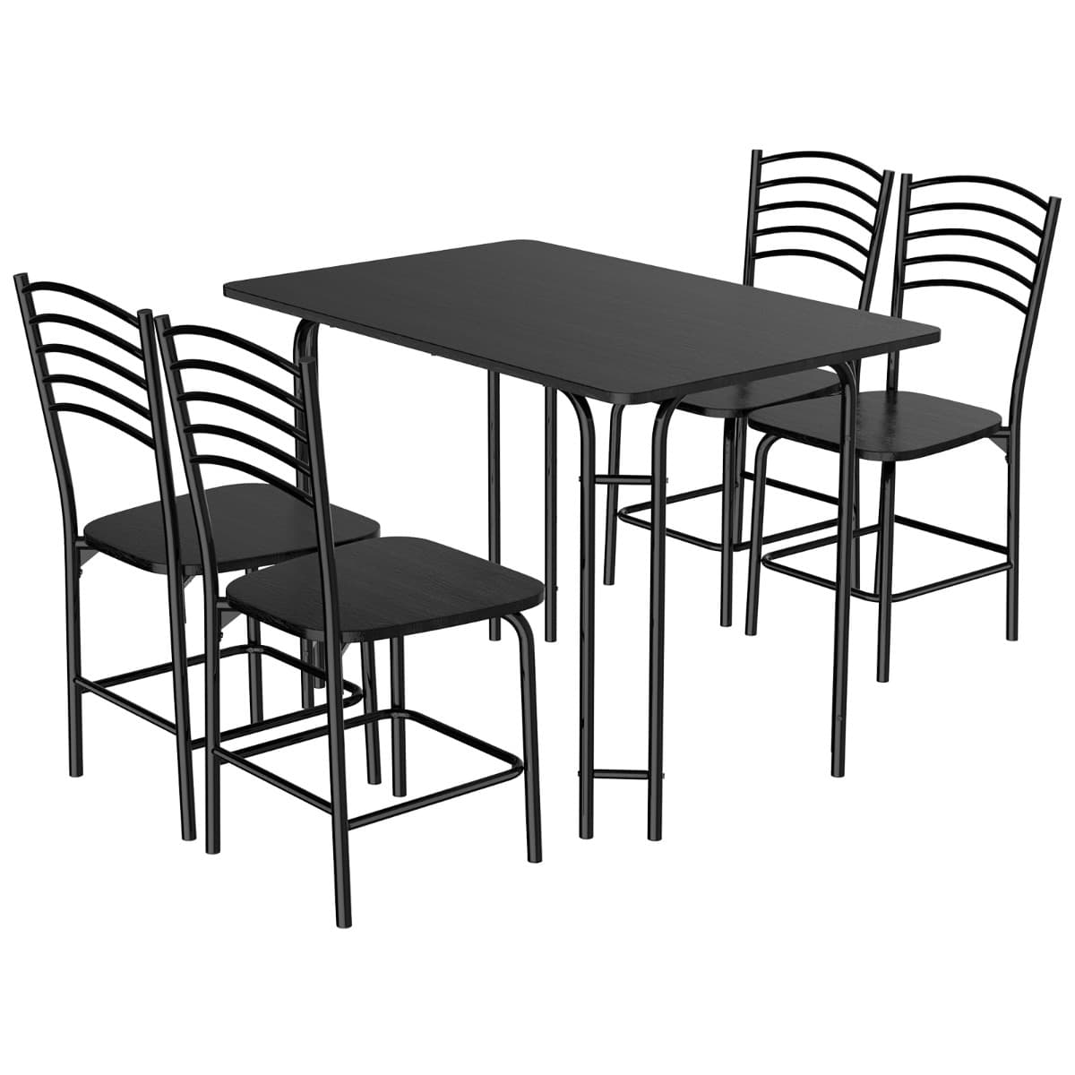 Ensemble Table de Cuisine avec 4 Chaises Cadre en Métal Laqué Table Petit-Déjeuner pour Salle à mang