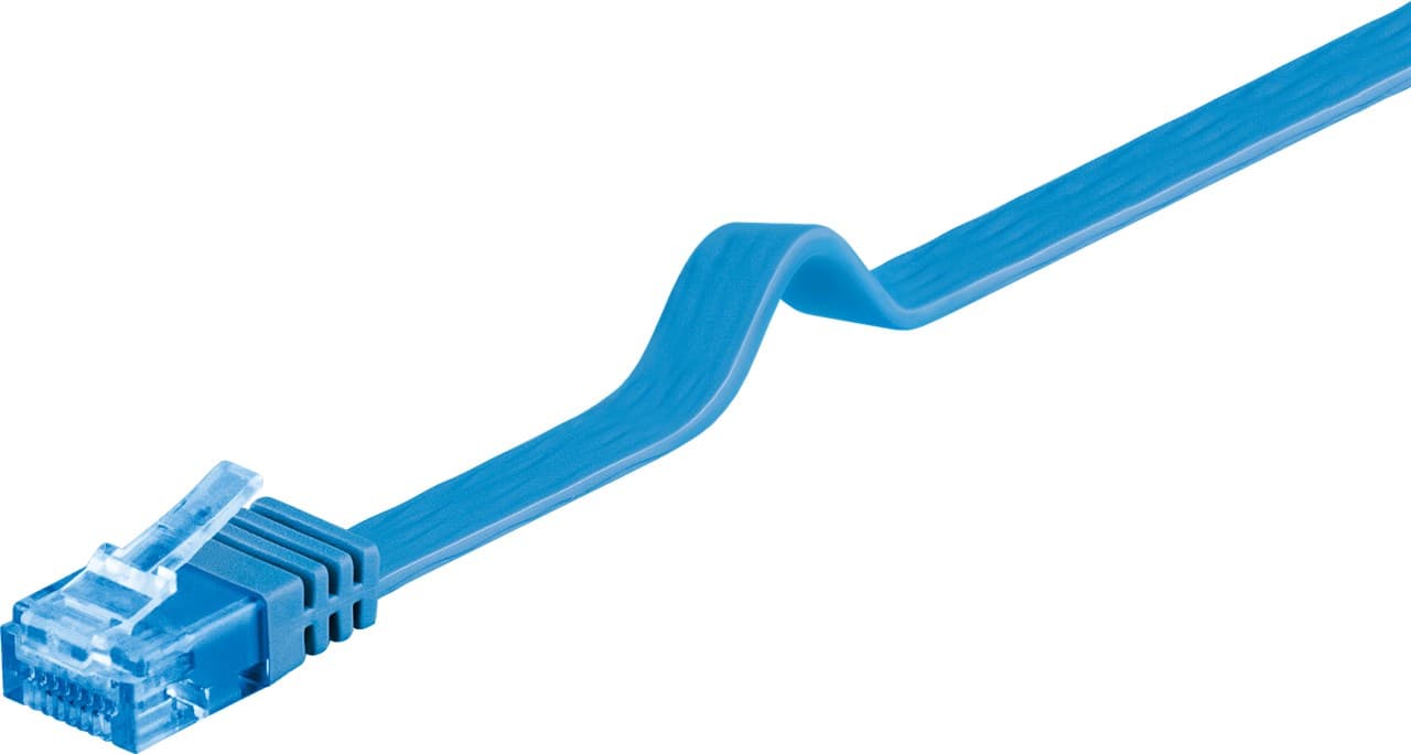 Câble patch plat Goobay CAT 6A, U/UTP, bleu