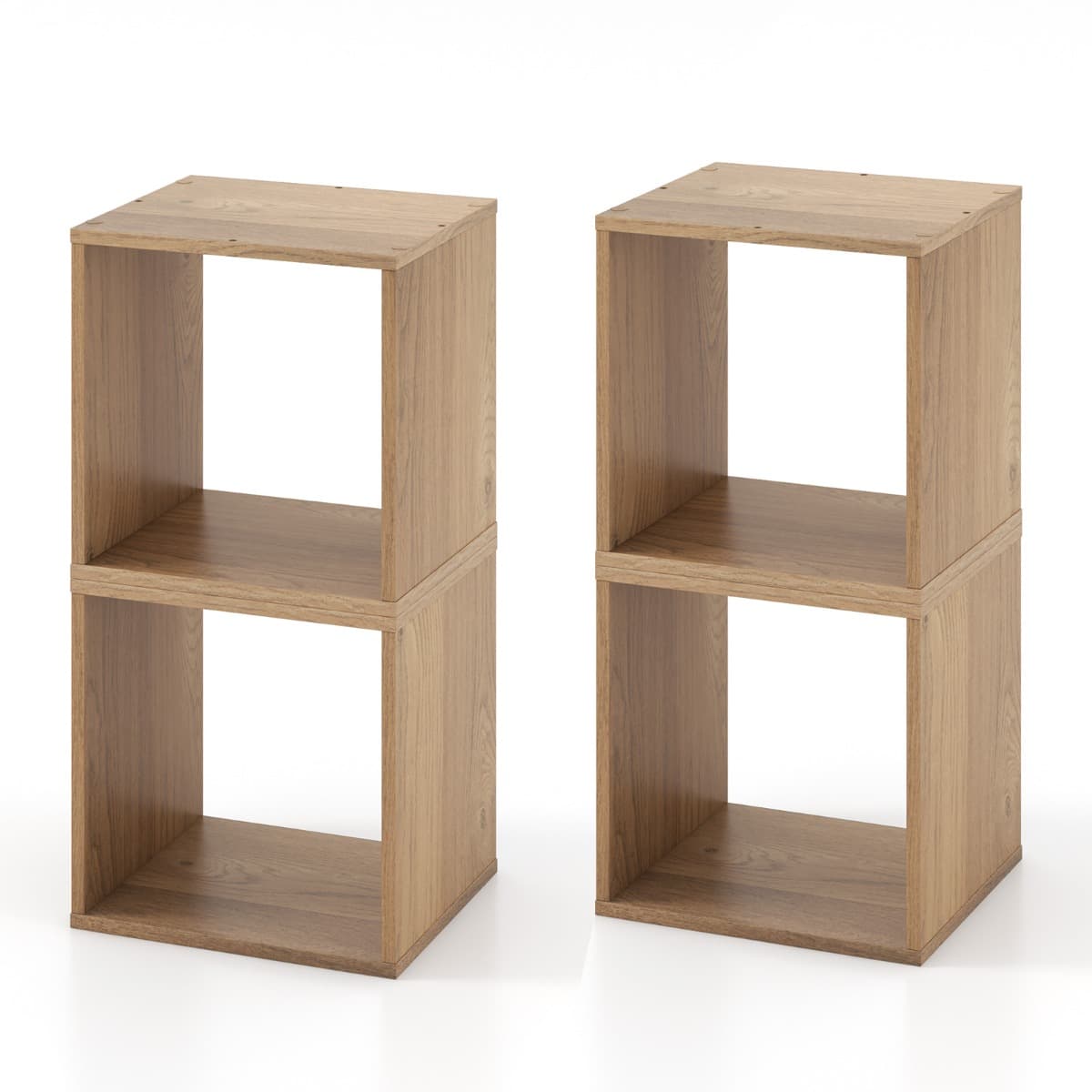 Lot de 2 Organiseurs de Rangement Cubiques Armoire à Treillis Combinée Bibliothèque Ouverte Empilabl